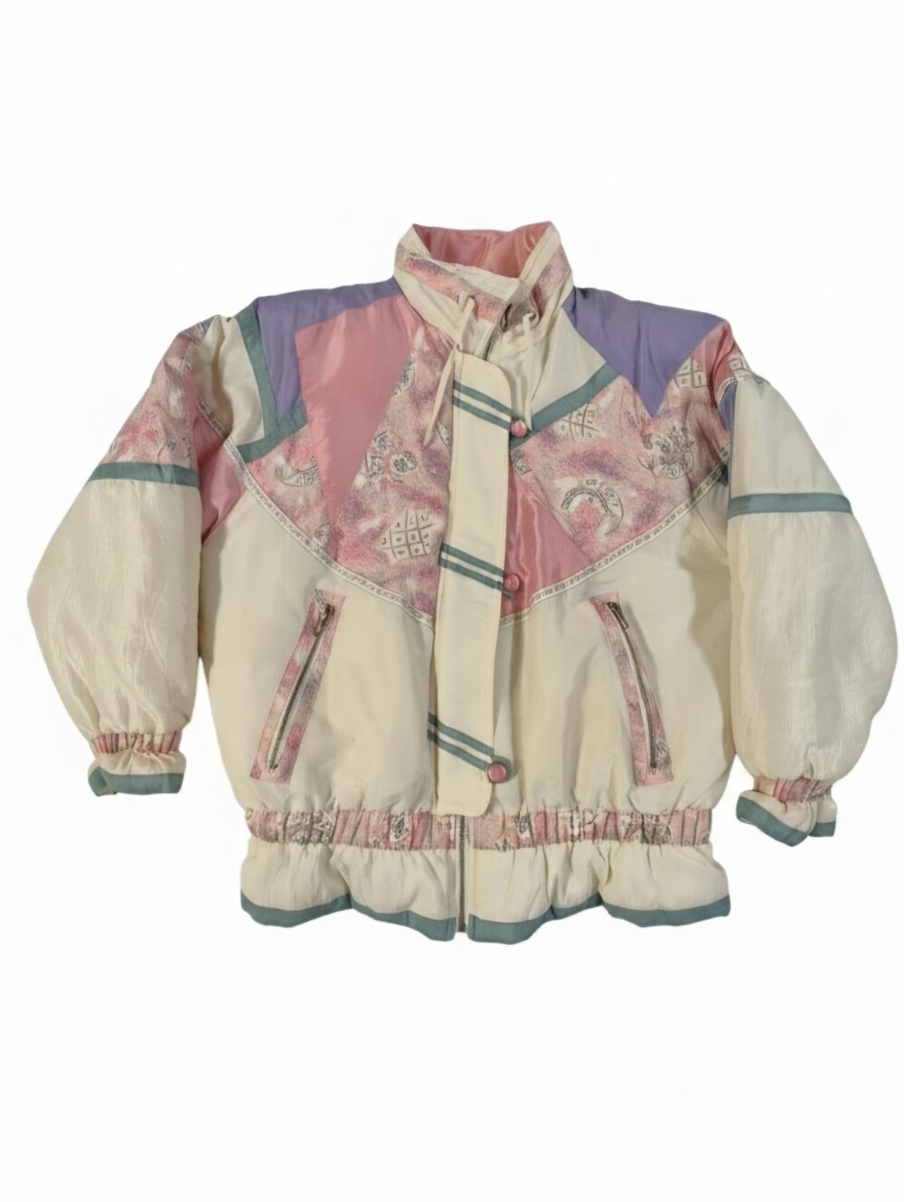 Vintage 1993 G4000 Ski Jacket Womens Large Pastel Colorblock Retro 90s Puffer